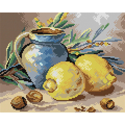 Still Life Pot Lemon 3485H Needlepoint canvas for halfstitch without yarn
