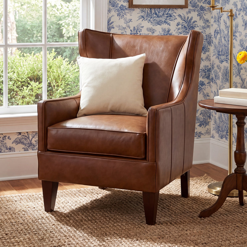 Marta Upholstered Armchair, Bruno Canyon Genuine Leather