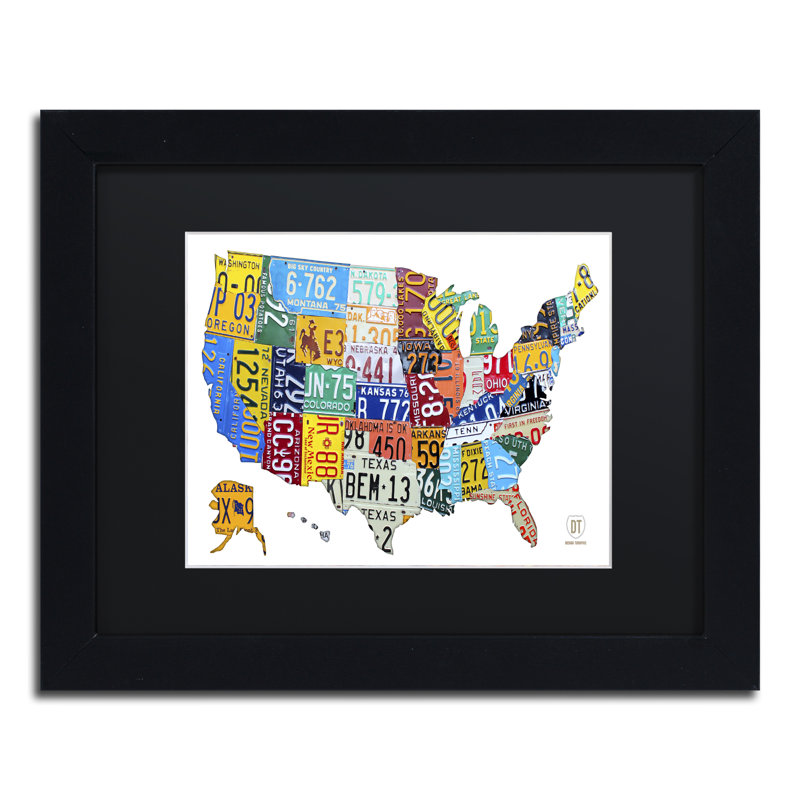 « license plaque map é. 2 » par design turnpike, impression encadrée, H 11 po x l 14 po x P 0,5 po, Noir