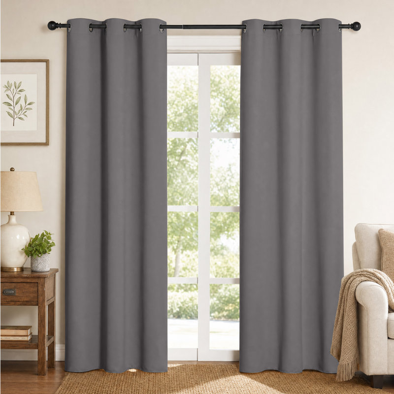 Bedroom Room Darkening Curtains Triple Weave Microfiber Grommet Top Thermal Insulated Solid Room Darkening Panels/Drapes for Living Room