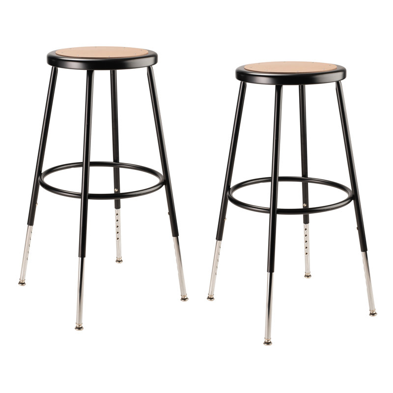 Adjustable Height Ergonomic Lab Stool with Footrest, Black, 33"