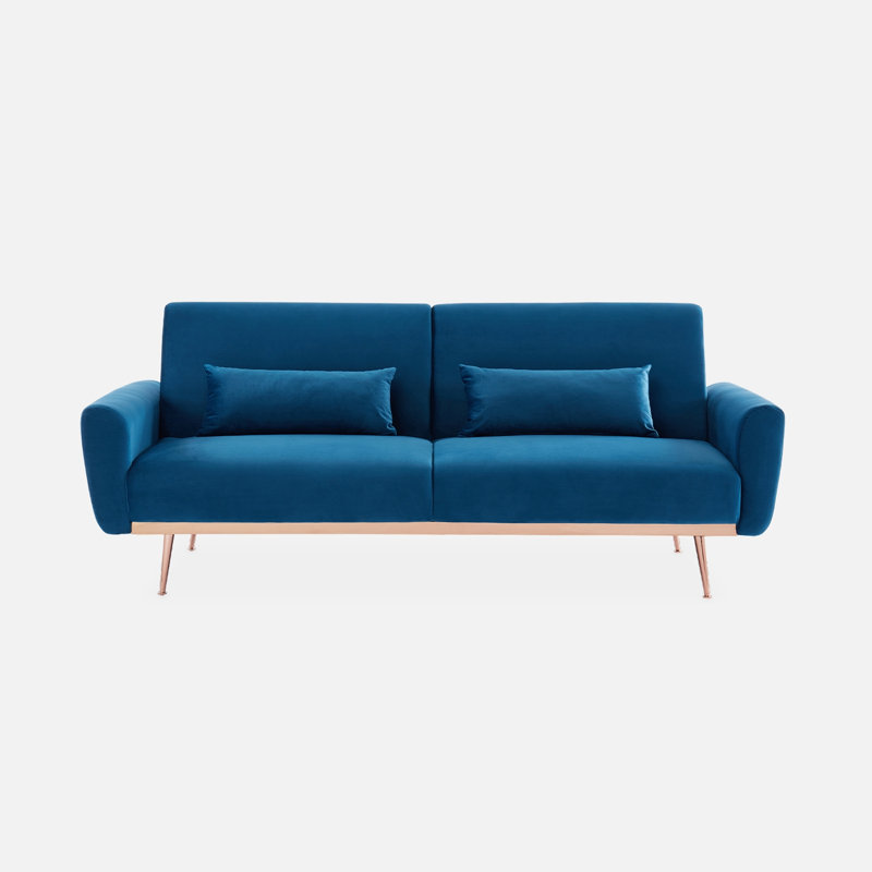 Segera 3-seater velvet convertible sofa bed, Blue