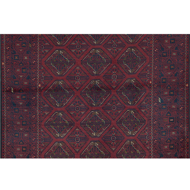 Tapis rouge et mauve de haute qualité noué à la main