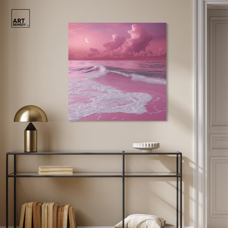 «Pink Beach» par Glam Beach Art par Art Remedy, H 30 po x l 30 po, Toile tendue