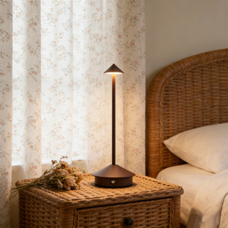 Lampe de table moderne sans fil à DEL - Ip54 imperméable, à intensité variable avec mémoire, batterie rechargeable 5000 mah pour une utilisation intérieure et extérieure (ensemble de 1, brun)