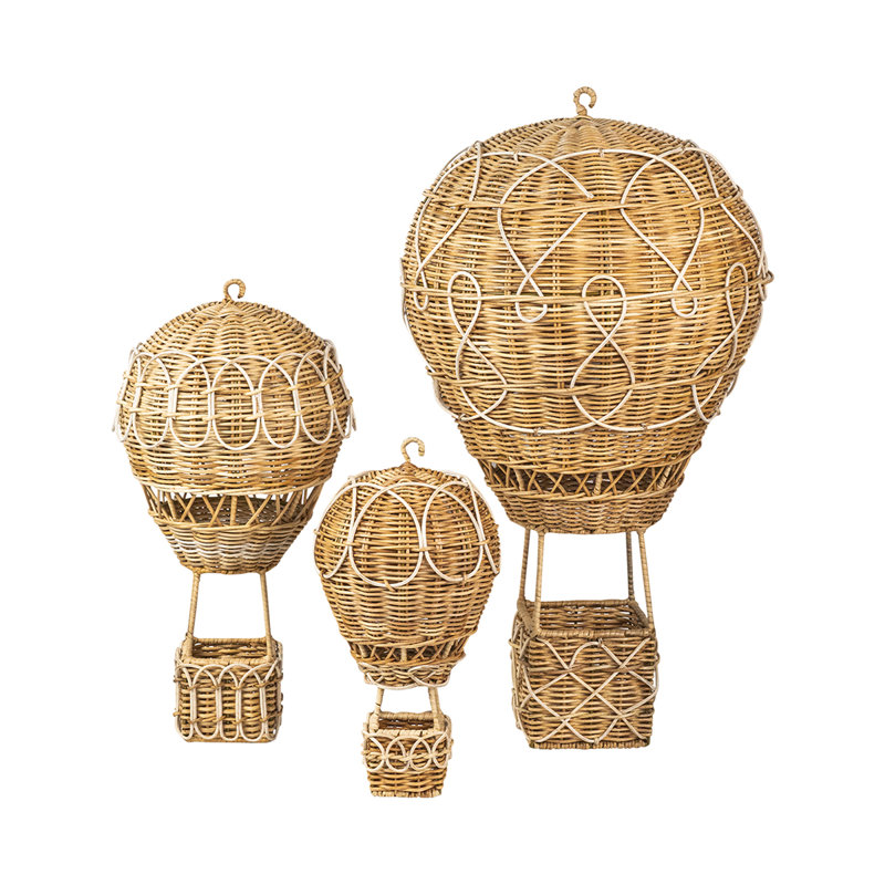 Nautical Wicker Hot Air Balloon Hanging Decor Set