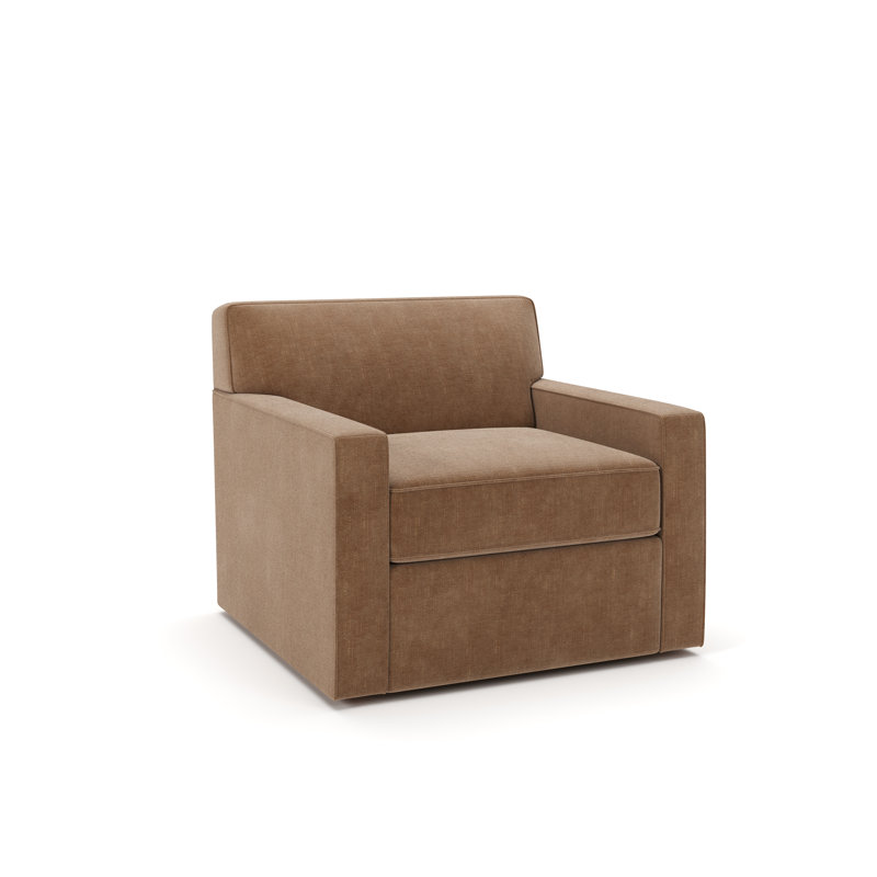 Francesca Upholstered Swivel Armchair, Andrew Cognac Performance Chenille