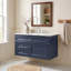 Meuble-lavabo mural en bois aggloméré 36 po avec lavabo à fermeture en douceur intégré en céramique brillante de 36 po avec tiroirs et lavabo simple en céramique à 3 trous-646743988