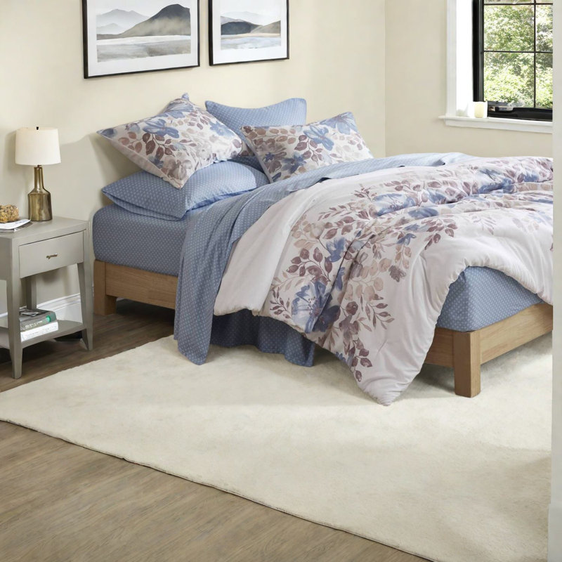 Comfortable Blue Bedding Sets, Polyester, Floral Design For Home