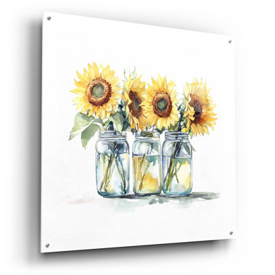  «Sunflower Composition» par Svetlana Aleynikova, art mural en verre acrylique, 36 po x 36 po