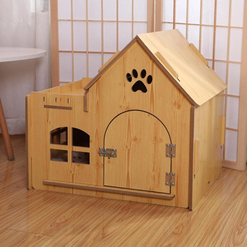 Abri pour chat maison multifonctionnel avec porte, L 22,44 po x l 20,47 po