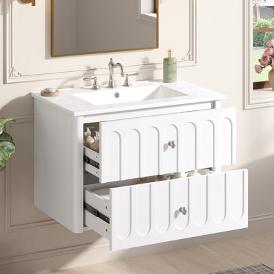 30" Floating Bathroom Vanity With Ceramic Sink