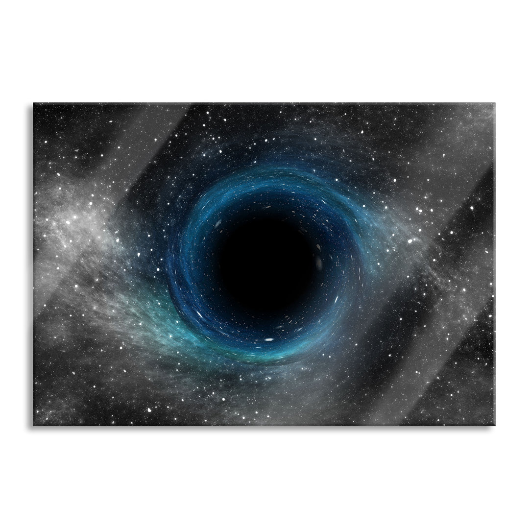 Ungerahmter Grafikdruck auf Glas "Black Hole in Space"