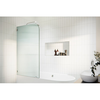 Aurora 30 in. x 58.25 in. Frameless Fluted Radius Single Fixed Bath Panel