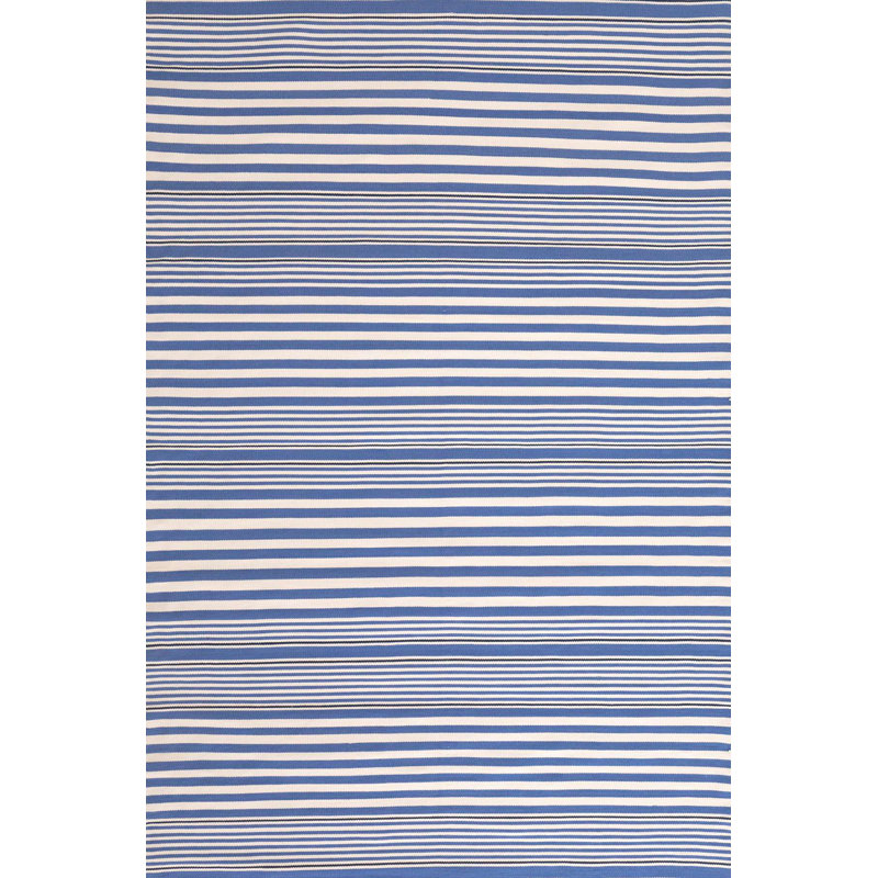 Rugby Stripe Denim Handwoven Indoor/Outdoor Rug, Rectangle 2' x 3'