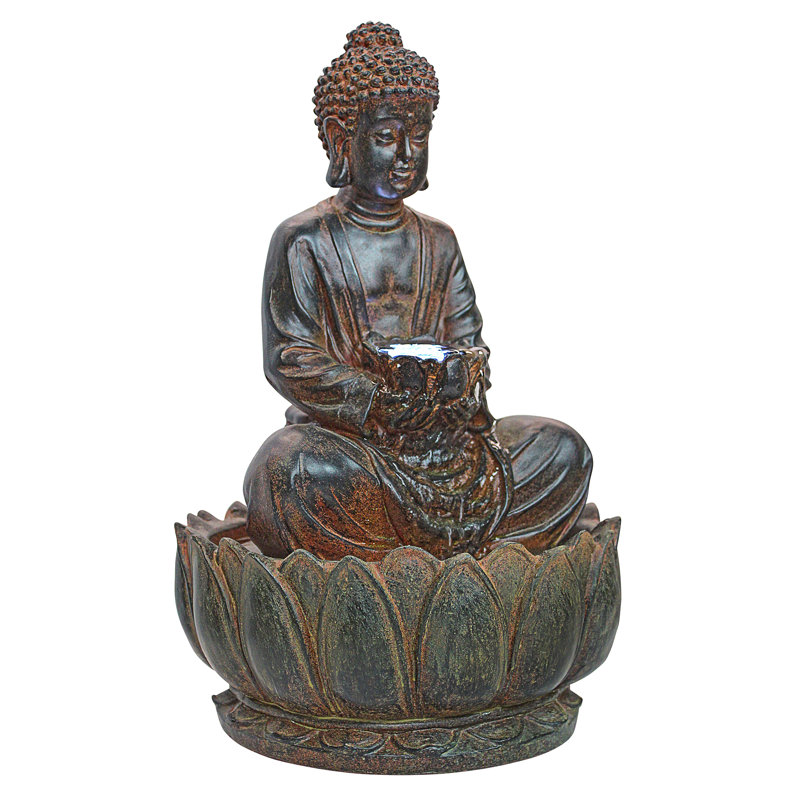 Bronze Buddha Garden Fountain with LED Light