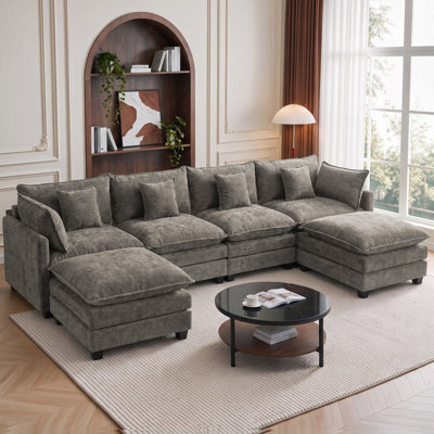133" Modern Large Chenille Upholstered Loveseat Sofa