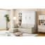 Grand lit blanc avec tablettes, confortable pour la nuit