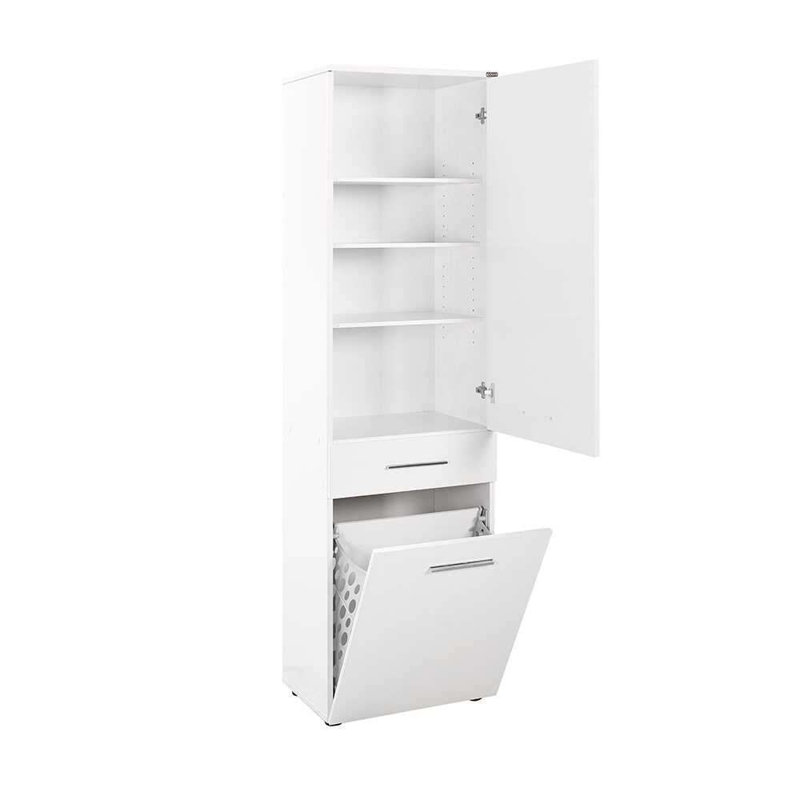 Multi-Purpose Cabinet, White, 20.5 x 73.6 x 15.0 inches | Coated Particle Board, Numerous Shelves, Wall Mountable | Modern Design for Home or Office, Stylish and Functional Storage Solution