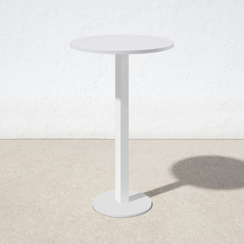 Sunset Round Metal Folding Outdoor Dining Table , 30'' in. W 30'' in. D, White, 43" H x 35" L x 35" D