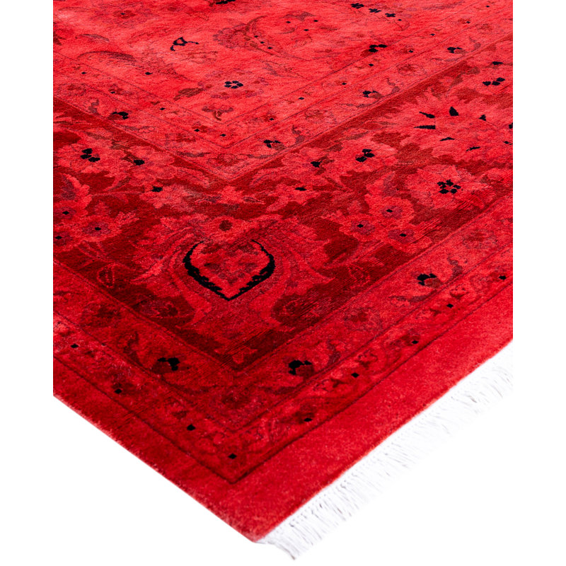 Overdyed Hand-Knotted Wool Modern-Contemporary Red Area Rug 10' 2" x 14' 4"