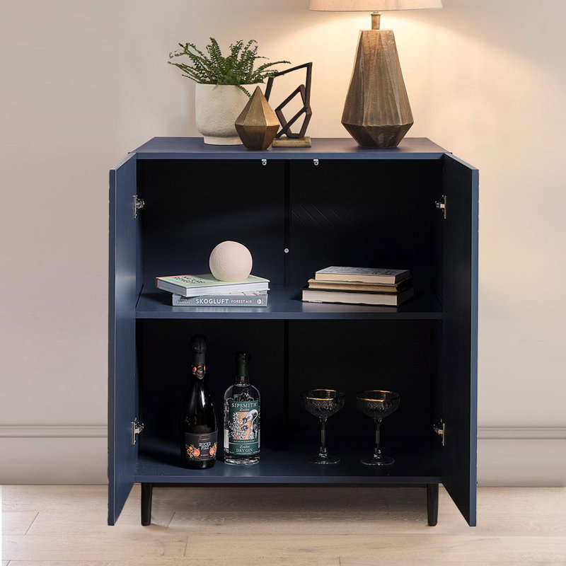 Addae Wide Sideboard, 88cm H x 75cm W x 45cm D (2 doors), Dark Blue