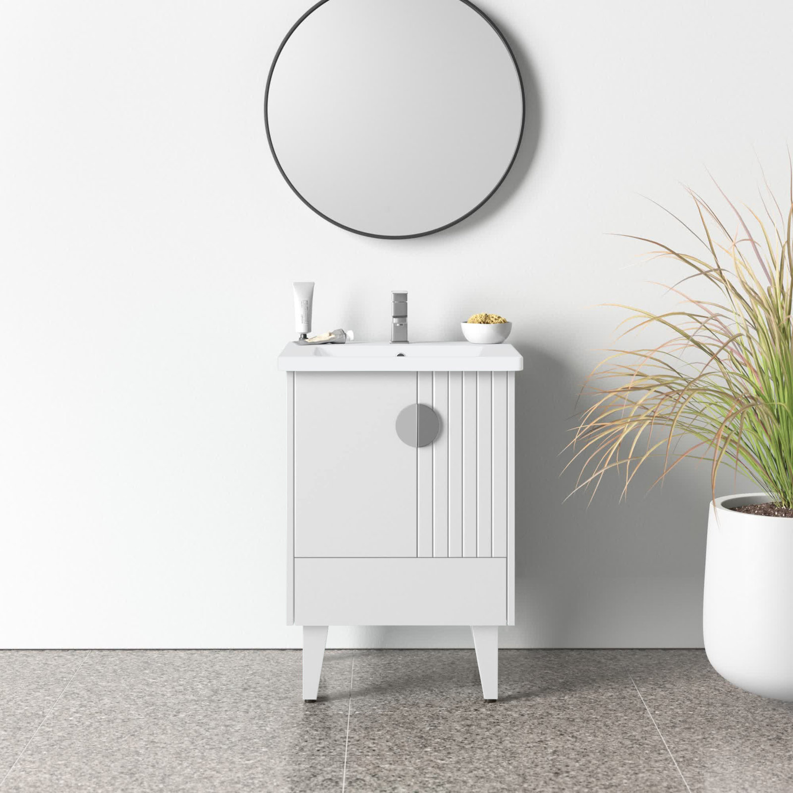 Saimah 20'' Single Bathroom Vanity, White Matte, Polished Chrome