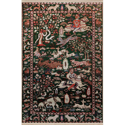 Multi Color Nature Theme Pattern Deer and Horse Pattern Creative Vintage Decorative Machine Washable Area Rug
