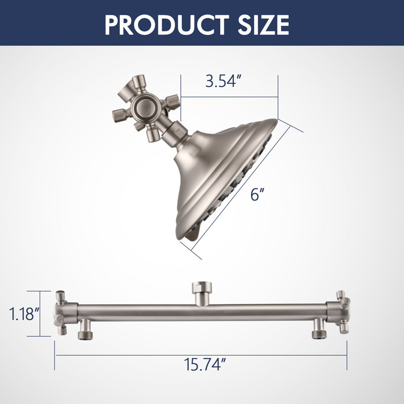 Brushed Nickel Dual Shower Head Combo with 6-Spray Settings, Brushed Nickel