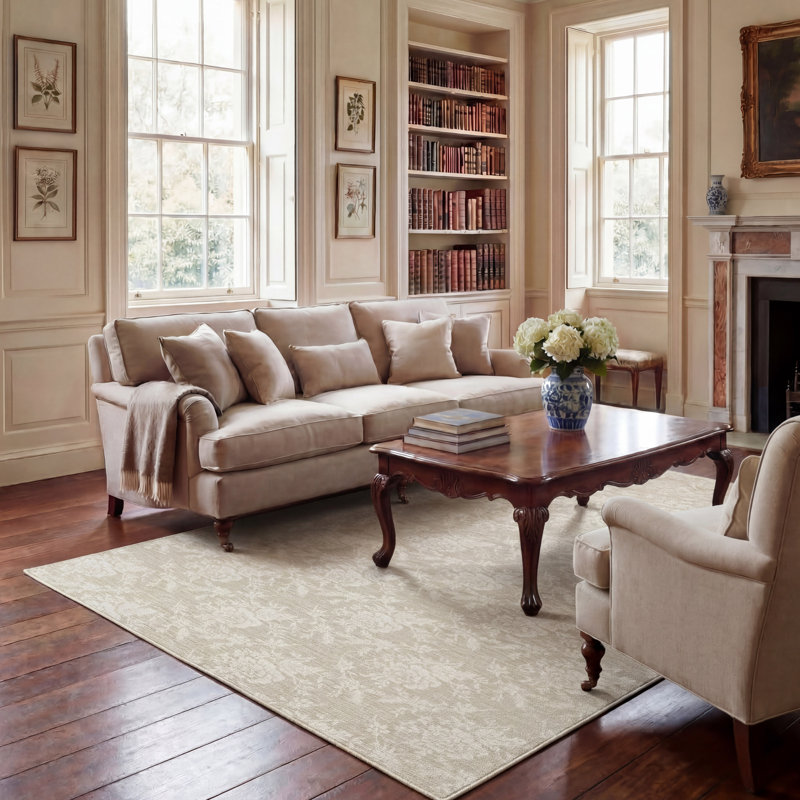 Tapis d'intérieur / extérieur Laura Ashley Doreen, Beige multicolore, 8 pi x 10 pi