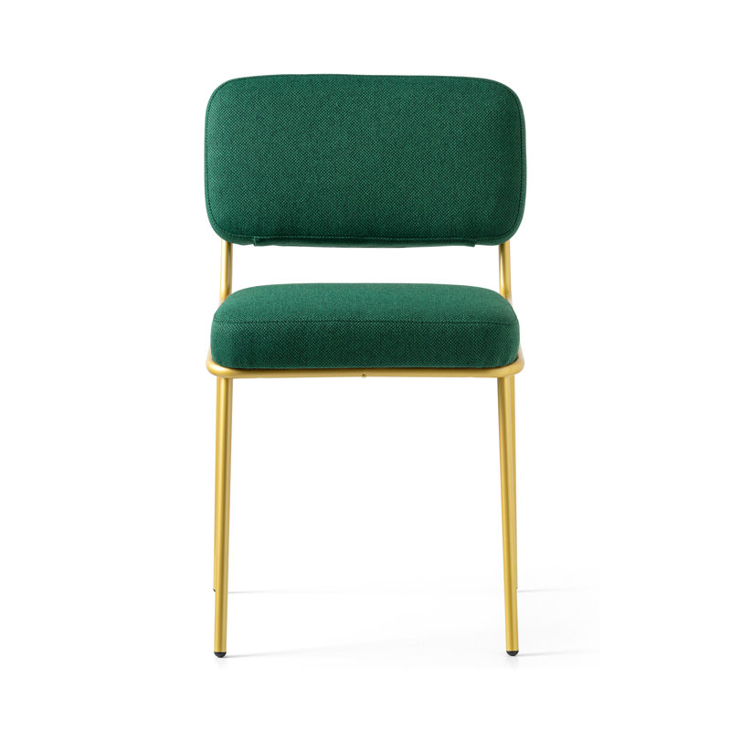 Sixty Upholstered Dining Chair with Metal Frame, Matt Taupe, Forest Green