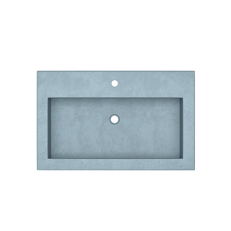 Trough Handmade Rectangular Drop-In Bathroom Sink, Ocean, Single Faucet Hole