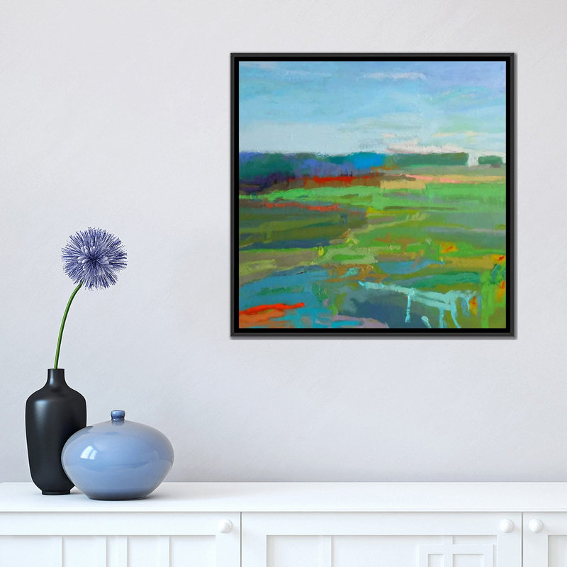 « vinalhaven v », reproduction sur toile, H 26 po x l 26 po x P 1,5 po, Toile avec cadre flottant noir, Pas de tapis