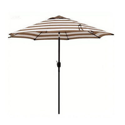 Parasol de patio extérieur de 10 pi - protection contre les rayons UV, pavillon imperméable, 8 nervures durables, inclinaison à manivelle et bouton-poussoir, parasol de table de marché pour piscine, terrasse, jardin, cour