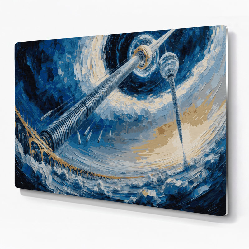 Art mural en métal bleu, H 11 po x l 14 po x P 0,05 po