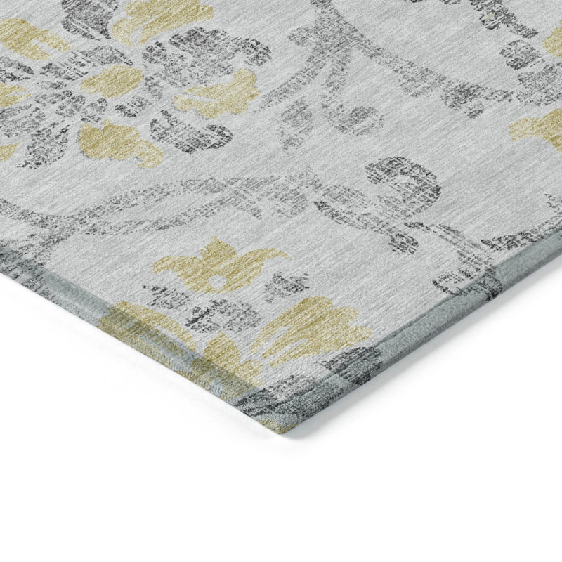 Sujay Washable Floral Indoor / Outdoor Rug, Rectangle 9' x 12'
