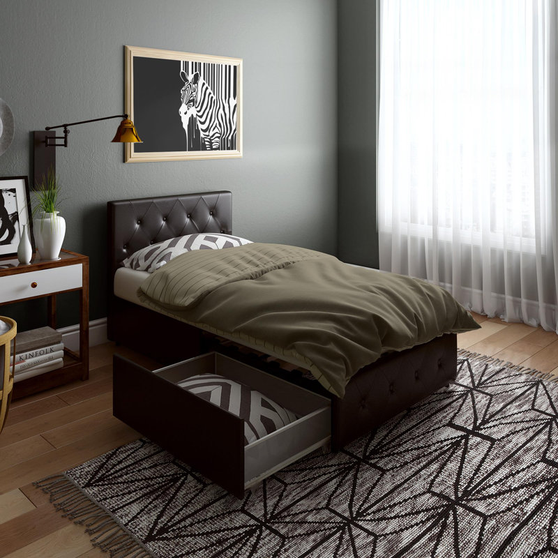 Upholstered Storage Bed, Single (3'), Black
