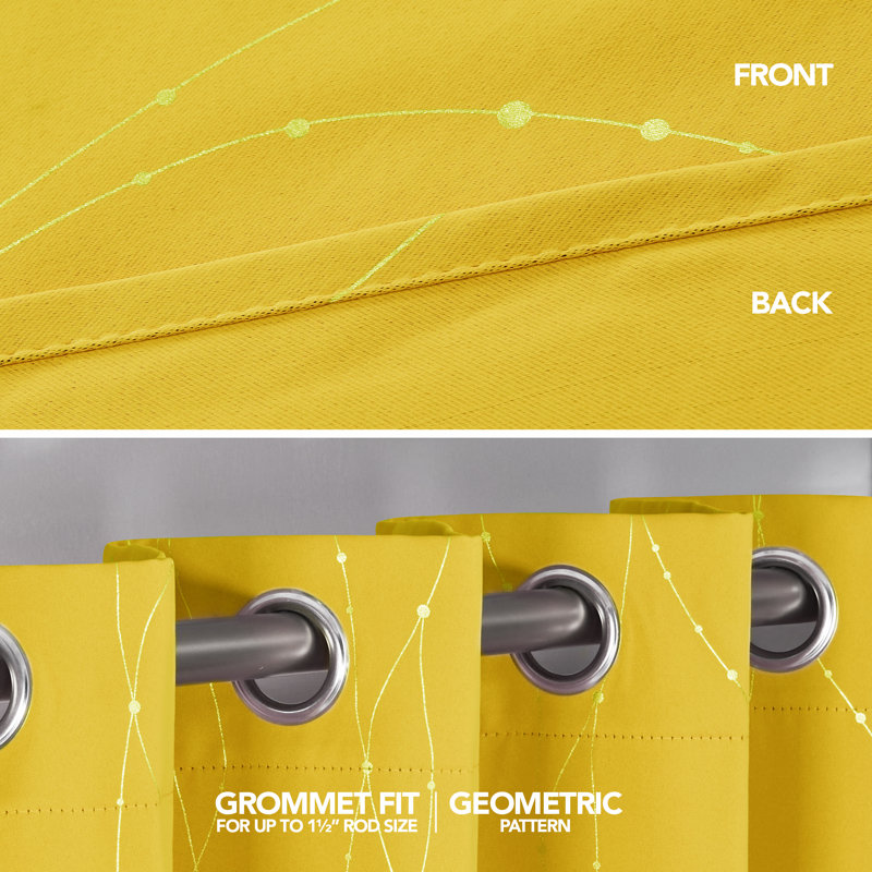 Cohmer Room Darkening Curtain Pair, 42" W x 45" L, Mellow Yellow