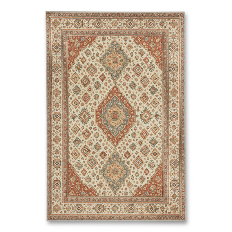 Tapis vert tissé à motif lavable Mosso, 2'6" x 6'7"