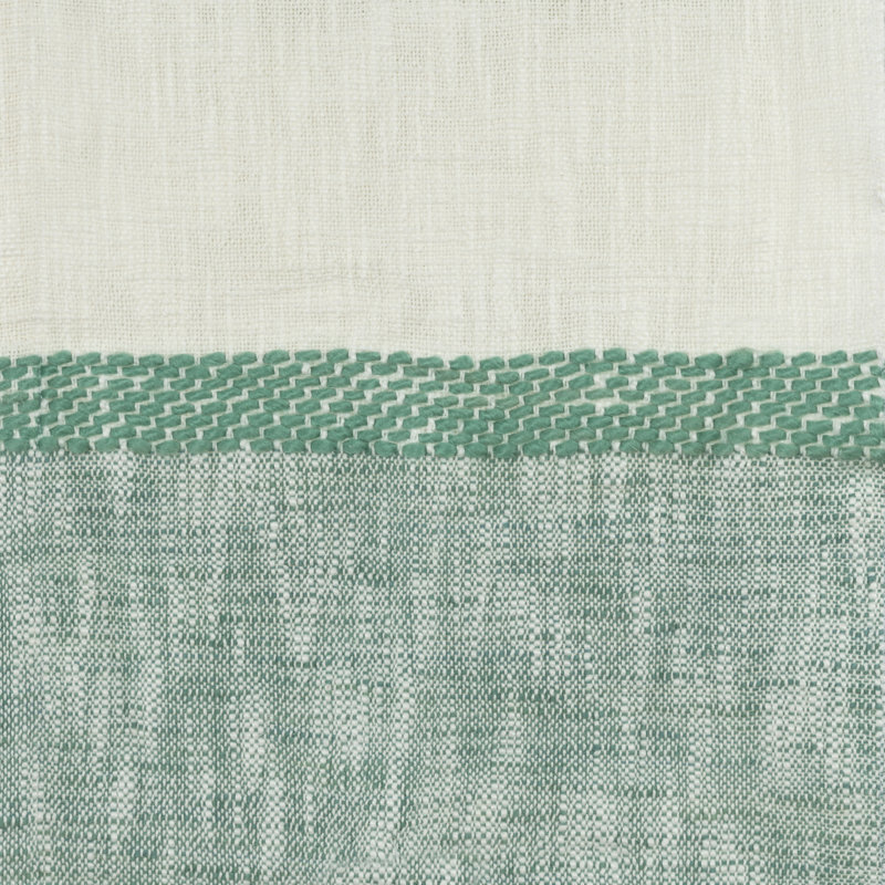 Hand Woven Throw Blanket, Green/White