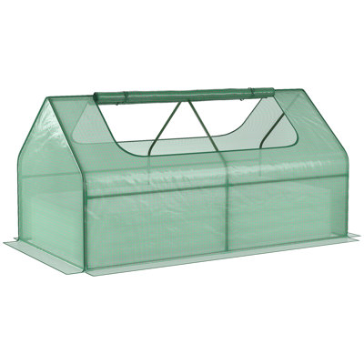 Raised Bed 185*95*92 cm Steel 1 Piece Raised Bed Greenhouse Green with Roll-up Window Cover