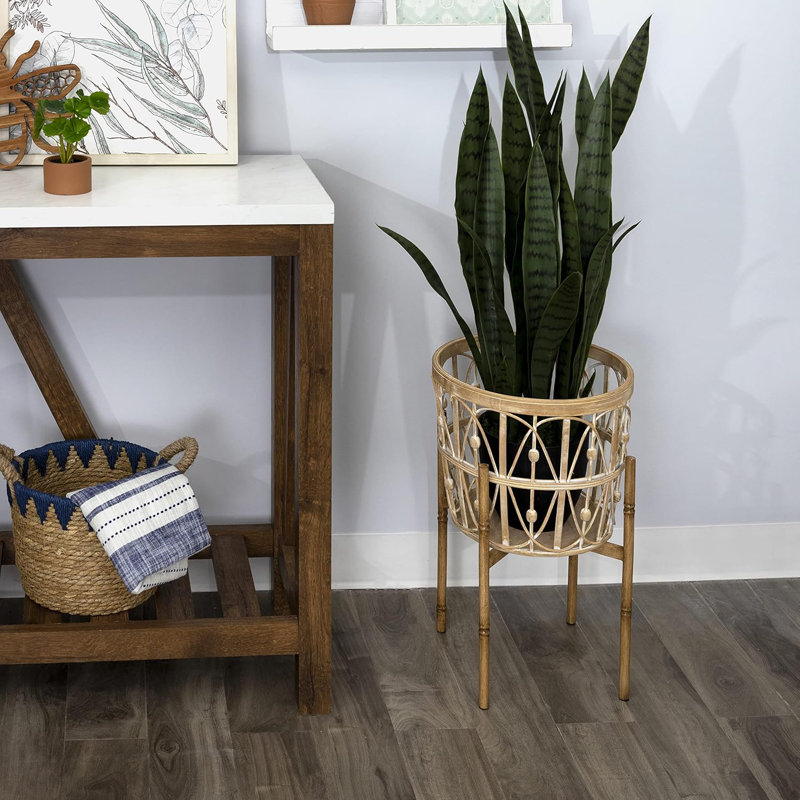 Boho Woven Bamboo Plant Stand