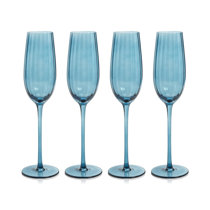 Blue Italian Set of 4 Champagne Flutes