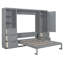 Grand lit escamotable mural avec placard, tiroirs et tablettes, gris-603464522