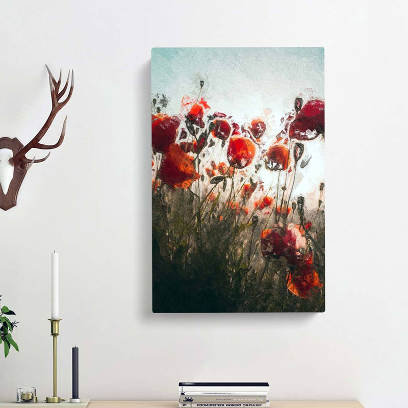 Poppy Flowers In Abstract - Wrapped Canvas, 76cm H x 50cm W x 3cm D