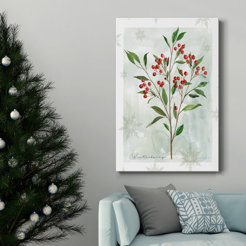 Toile tendue avec châssis Botanical Winterberry, H 12 po x l 8 po x P 1 po
