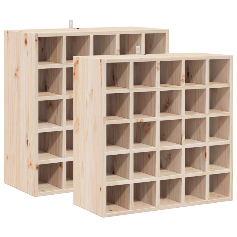 Solid Wood Open Shelving Wine Bottle Rack, Natural