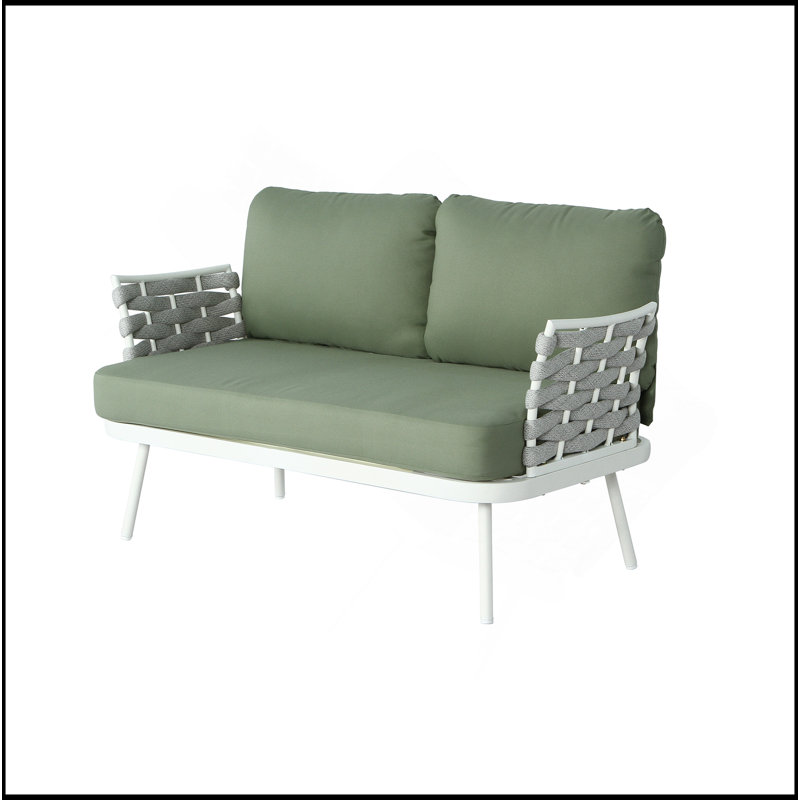 Causeuse et table en acier Mariano, blanc cassé et vert, Blanc cassé, Vert
