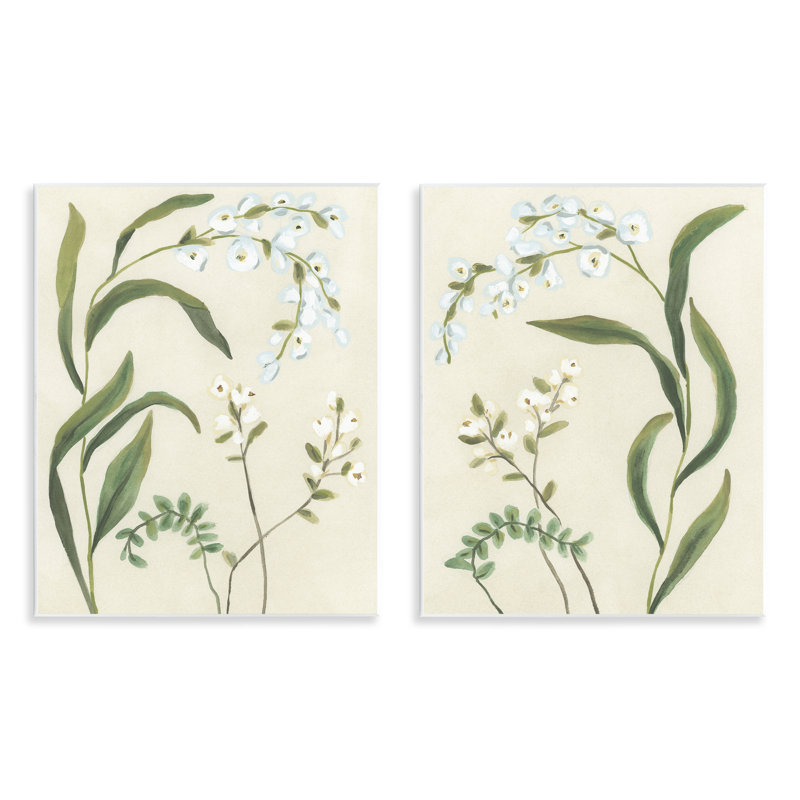 Ensemble de 2 plaques murales Vintage Snowdrop Stems, design par June Erica Vess