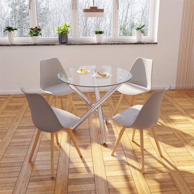 Amyr Round Glass Top Dining Table